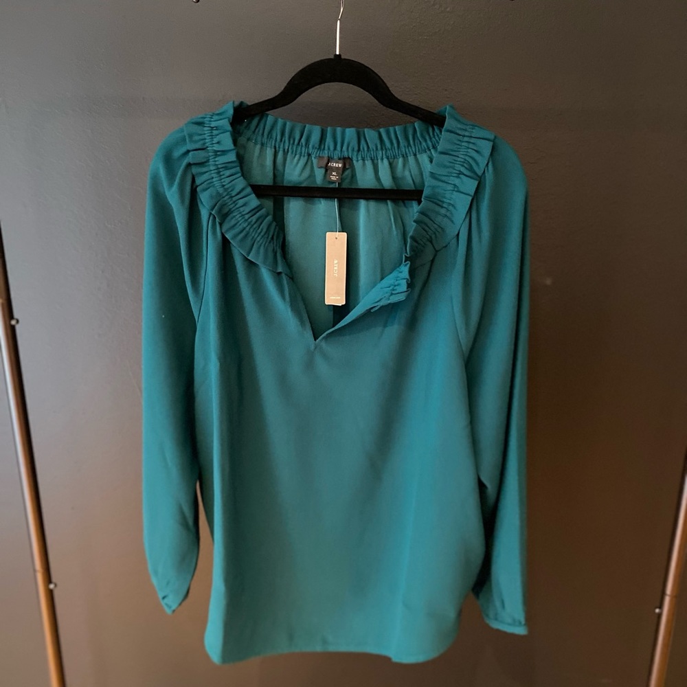 J.Crew emerald green blouse, NWT